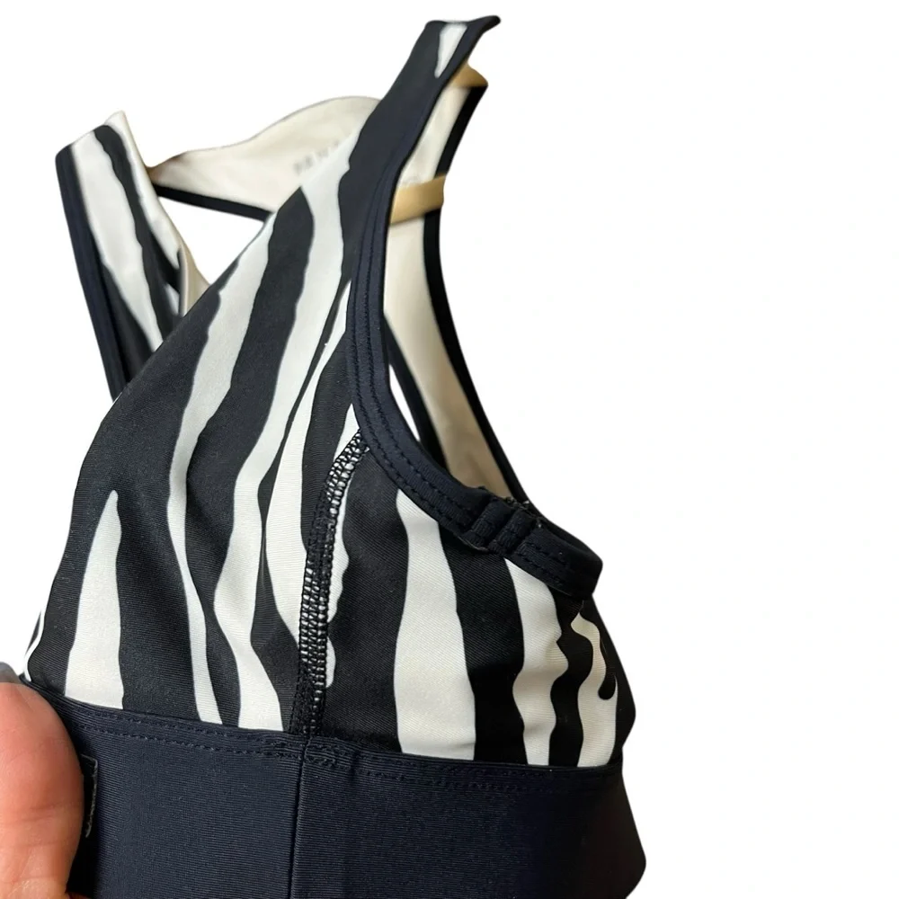P.E. Nation Revolve Rematch Zebra‎ Animal Print Racerback Sports Bra Size XS